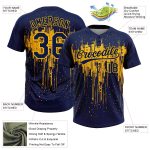 Custom Name and Number Personalized Navy Gold 3D Dripping Splatter Art Unisex Softball Jersey - Two-Button Design Personalized