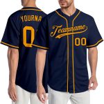 Personalized Authentic Baseball Jersey in Navy and Gold for Custom Teamwear Personalized Navy Gold Authentic Baseball Jersey