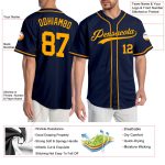 Personalized Authentic Baseball Jersey in Navy and Gold for Custom Teamwear Personalized Navy Gold Authentic Baseball Jersey