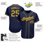 Custom Name Number Personalized Navy Gold Baseball Jersey Authentic Team Personalized Navy Gold Authentic Baseball Jersey