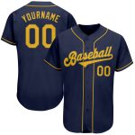 Custom Name Number Personalized Navy Gold Baseball Jersey Authentic Team Personalized Navy Gold Authentic Baseball Jersey