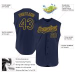 Personalized Navy Gold Baseball Jersey - Authentic Sleeveless Design Personalized Navy Gold Authentic Sleeveless Baseball