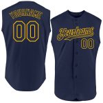 Personalized Navy Gold Baseball Jersey - Authentic Sleeveless Design Personalized Navy Gold Authentic Sleeveless Baseball