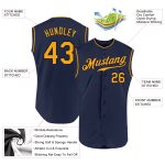 Custom Name Number Baseball Jersey - Personalized Authentic Navy Gold Sleeveless Team Jersey Personalized Navy Gold Authentic