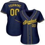 Personalized Custom Name and Number Navy Gold Softball Jersey - Authentic Team Apparel Personalized Navy Gold Authentic Softball