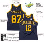 Custom Name and Number Personalized Navy and Gold Basketball Jersey - Authentic Throwback Design Personalized Navy Gold Authentic