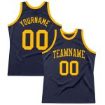 Custom Name and Number Personalized Navy and Gold Basketball Jersey - Authentic Throwback Design Personalized Navy Gold Authentic