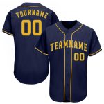 Custom Name Number Baseball Jersey Navy Gold Personalized Team Apparel Personalized Navy Gold Baseball Jersey Team Custom