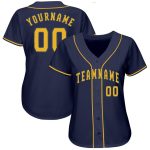 Custom Name Number Baseball Jersey Navy Gold Personalized Team Apparel Personalized Navy Gold Baseball Jersey Team Custom