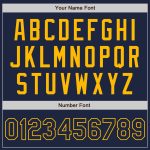 Custom Name and Number Navy Gold Bomber Varsity Letterman Jacket for Teams - Personalized Full-Snap Design Personalized Navy