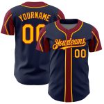 Custom Name and Number Personalized Baseball Jersey in Navy, Gold, and Crimson - Authentic Team Apparel Personalized Navy