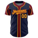 Custom Name and Number Personalized Baseball Jersey in Navy, Gold, and Crimson - Authentic Team Apparel Personalized Navy