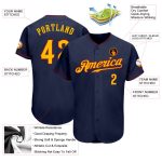 Custom Name and Number Personalized Navy Gold-Crimson Baseball Jersey - Authentic Team Apparel Personalized Navy Gold-Crimson