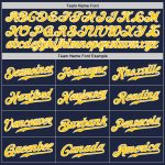 Custom Name Number Baseball Jersey - Personalized Navy Gold-Gray Authentic Split Team Design Personalized Navy Gold-Gray