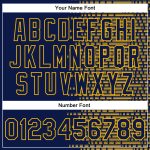 Custom Name Number Navy Gold Halftone 3D Bomber Varsity Letterman Jacket Personalized Navy Gold Halftone 3D Pattern Design