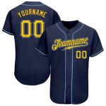 Custom Name and Number Personalized Authentic Baseball Jersey - Navy Gold-Light Blue Personalized Navy Gold-Light Blue Authentic