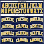 Personalized Navy Light Blue Gold Authentic Basketball Jersey - Throwback Style Personalized Navy Gold-Light Blue Authentic