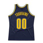 Custom Name and Number Authentic Throwback Basketball Jersey - Personalized Navy and Gold-Light Blue Personalized Navy Gold-Light