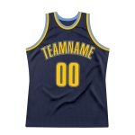 Custom Name and Number Authentic Throwback Basketball Jersey - Personalized Navy and Gold-Light Blue Personalized Navy Gold-Light