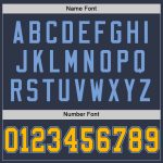 Customizable Navy Gold-Light Blue Throwback Football Jersey with Personalized Name and Number - Authentic Mesh Design Personalized