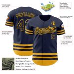 Custom Name Number Authentic Baseball Jersey Navy Gold Line - Personalized Team Gear Personalized Navy Gold Line Authentic