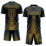Custom Sublimation Soccer Jersey with Personalized Name and Number - Navy and Gold Lines Design Personalized Navy Gold Lines