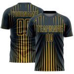 Custom Sublimation Soccer Jersey with Personalized Name and Number - Navy and Gold Lines Design Personalized Navy Gold Lines