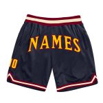 Custom Name Number Navy Gold Maroon Basketball Shorts Authentic Throwback Team Gear Personalized Navy Gold-Maroon Authentic