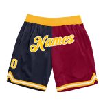 Personalized Navy Gold Maroon Basketball Shorts Custom Team Name Number - Authentic Throwback Fashion Personalized Navy Gold-Maroon