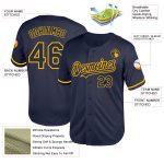 Personalized Authentic Baseball Jersey in Navy Gold Mesh - Throwback Style Personalized Navy Gold Mesh Authentic Throwback