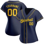 Custom Name and Number Authentic Baseball Jersey - Personalized Navy Gold-Navy Team Jersey Personalized Navy Gold-Navy Authentic