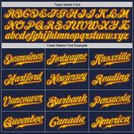 Custom Name and Number Personalized Baseball Jersey in Navy, Gold, and Orange - Authentic Team Apparel Personalized Navy