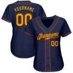 Custom Name and Number Personalized Baseball Jersey in Navy, Gold, and Orange - Authentic Team Apparel Personalized Navy