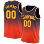 Custom Name Number Basketball Jersey in Navy Gold Orange Authentic Fade Fashion Personalized Navy Gold-Orange Authentic Fade