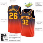 Custom Name Number Basketball Jersey in Navy Gold Orange Authentic Fade Fashion Personalized Navy Gold-Orange Authentic Fade