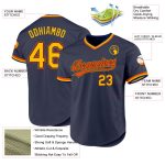 Custom Navy Gold-Orange Baseball Jersey with Personalized Name and Number - Authentic Throwback Design Personalized Navy