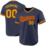 Custom Navy Gold-Orange Baseball Jersey with Personalized Name and Number - Authentic Throwback Design Personalized Navy