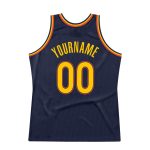 Custom Name Number Personalized Basketball Jersey - Navy Gold-Orange Authentic Throwback Personalized Navy Gold-Orange Authentic