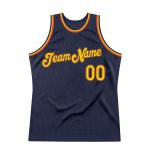 Custom Name Number Personalized Basketball Jersey - Navy Gold-Orange Authentic Throwback Personalized Navy Gold-Orange Authentic