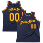 Custom Name Number Personalized Basketball Jersey - Navy Gold-Orange Authentic Throwback Personalized Navy Gold-Orange Authentic