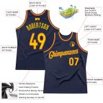 Custom Name Number Personalized Basketball Jersey - Navy Gold-Orange Authentic Throwback Personalized Navy Gold-Orange Authentic