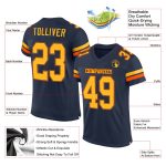 Custom Name Number Personalized Authentic Football Jersey Navy Gold Orange Mesh Personalized Navy Gold-Orange Mesh Authentic