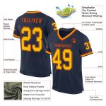 Custom Name Number Personalized Football Jersey - Navy Gold-Orange Mesh Authentic Throwback Team Style Personalized Navy