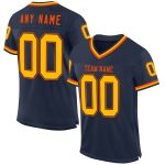 Custom Name Number Personalized Football Jersey - Navy Gold-Orange Mesh Authentic Throwback Team Style Personalized Navy