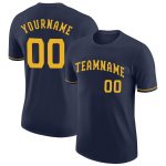 Custom Team Name Number Performance T-Shirt Navy Gold - Personalized Athletic Shirt Personalized Navy Gold Performance T-Shirt
