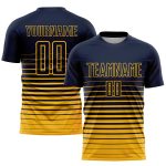 Custom Name Number Soccer Jersey - Personalized Navy Gold Pinstripe Fade Fashion Uniform Personalized Navy Gold Pinstripe