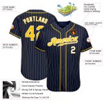 Custom Name Number Personalized Navy Gold Pinstripe Baseball Jersey Authentic Team Apparel Personalized Navy Gold Pinstripe