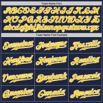 Custom Name Number Personalized Navy Gold Pinstripe Baseball Jersey Authentic Team Apparel Personalized Navy Gold Pinstripe