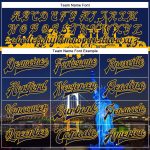 Personalized 3D Bomber Varsity Letterman Jacket with Navy Gold Rainbow Bridge & Statue of Liberty - Team Custom Name & Number Edition