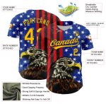 Personalized 3D American Flag Baseball Jersey with Eagle, Star, Custom Name & Number in Navy Gold-Red Personalized Navy Gold-Red